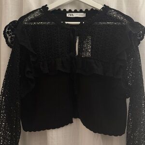 Zara Black Crochet Lace Top